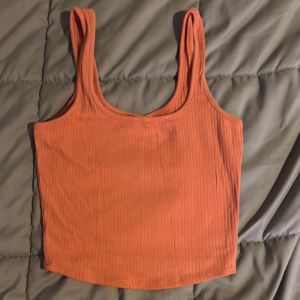 Women's Orange Ribbed Tank Top